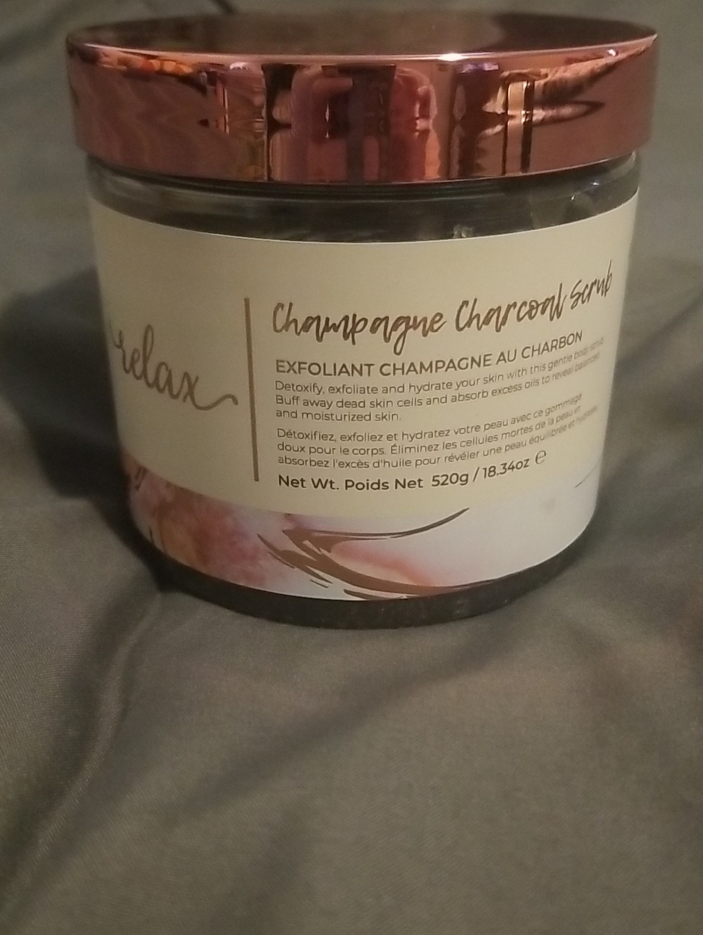 Manna Kadar Champagne Charcoal Scrub with Rose Gold Lid